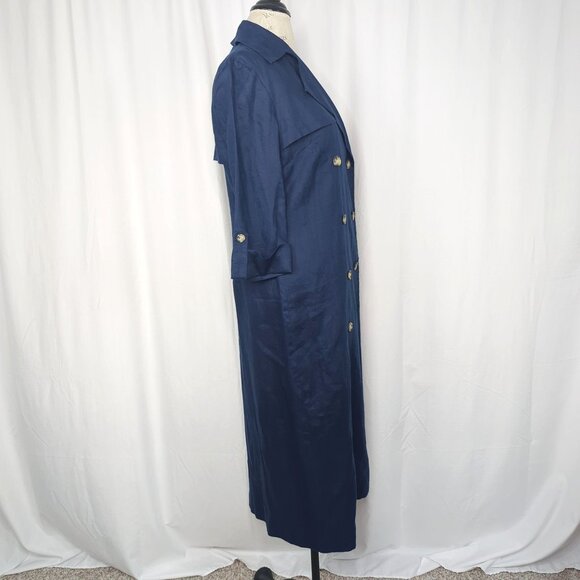 Vintage Talbots Dress 8 Medium Blue Linen Double Breasted - Picture 8 of 10